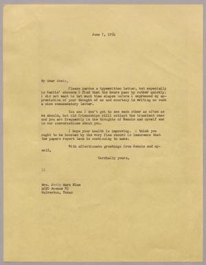 [Letter from I. H. Kempner to Josie Marx Blum, June 7, 1954]