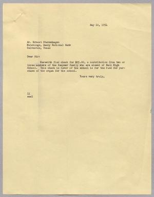 [Letter from Isaac Herbert Kempner to Ernest Stavenhagen, May 10, 1954]
