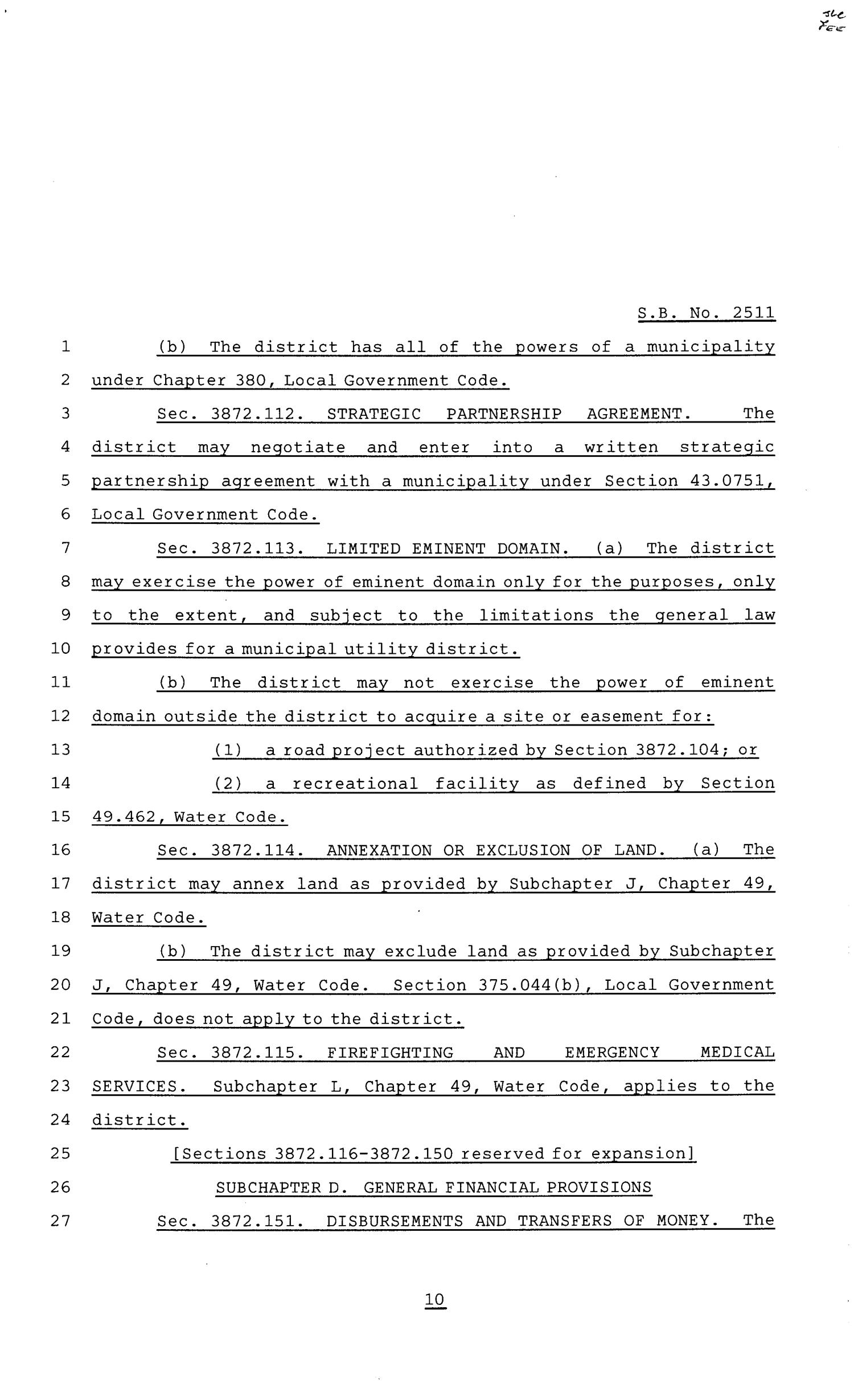81st Texas Legislature, Senate Bill 2511, Chapter 873
                                                
                                                    [Sequence #]: 10 of 25
                                                