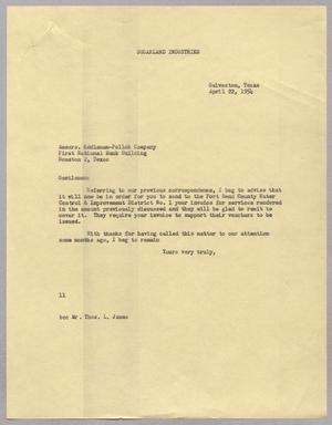 [Letter from I. H. Kempner to Messrs. Eddleman-Pollok Company, April 22, 1954]