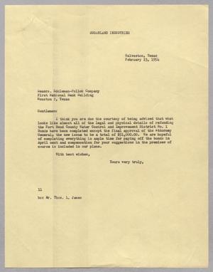 [Letter from I. H. Kempner to Messrs. Eddleman-Pollok Company, February 23, 1954]