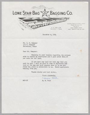 [Letter from M. M. Feld to I. H. Kempner, December 8, 1954]