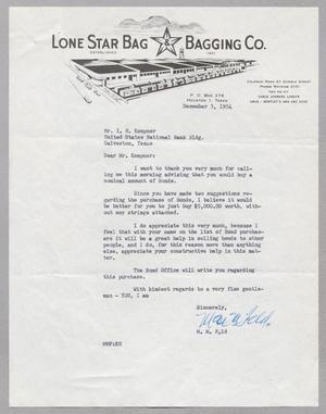 Primary view of object titled '[Letter from M. M. Feld to I. H. Kempner, December 3, 1954]'.