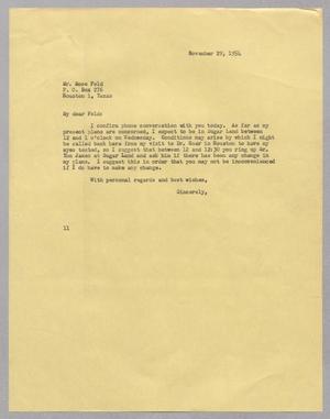 Primary view of object titled '[Letter from I. H. Kempner to M. M. Feld, November 29, 1954]'.