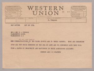 [Telegram from Henrietta Leonora and I. H. Kempner to Mr. and Mrs. R. A. Furbush, November 26, 1954]
