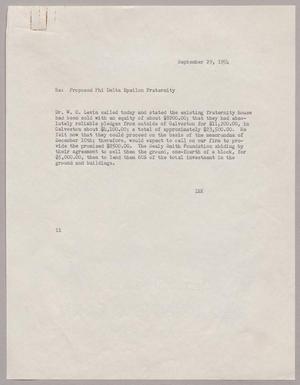 Primary view of object titled '[Memorandum from I. H. Kempner, September 29, 1954]'.
