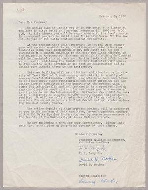[Letter from Phi Delta Epsilon Trustees to Mr. Kempner, February 2, 1953]
