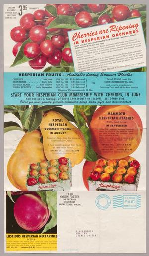 Primary view of object titled '[Advertising Circular from Myron Foster's Hesperian Orchards]'.