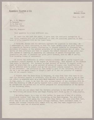 [Letter from Lamar Fleming, Jr., to Mr. I. H. Kempner, June 15, 1954]