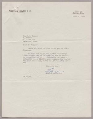 [Letter from Lamar Fleming, Jr. to I. H. Kempner, June 12, 1954]