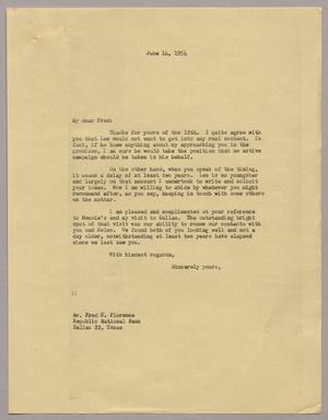 Primary view of object titled '[Letter from I. H. Kempner to Fred F. Florence, June 14, 1954]'.