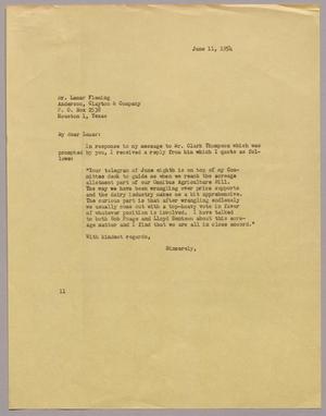 [Letter from I. H. Kempner to Lamar Fleming, June 11, 1954]