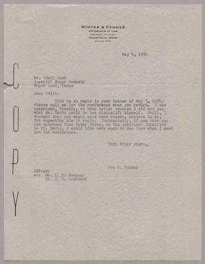 [Letter from Joe G. Fender to Odell Wood, May 4, 1954]
