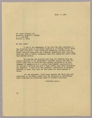 [Letter from I. H. Kempner to Lamar Fleming, Jr., April 7, 1954]