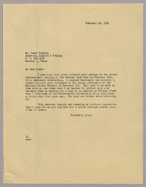 [Letter from I. H. Kempner to Lamar Fleming, February 22, 1954]