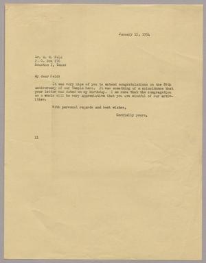 [Letter from I. H. Kempner to Mose M. Feld, January 15, 1954]