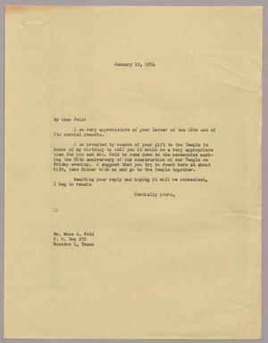 [Letter from I. H. Kempner to Mose M. Fled, January 19, 1954]
