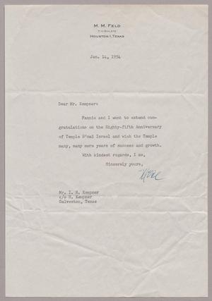 [Letter from M. M. Fled to I. H. Kempner, January 14, 1954]