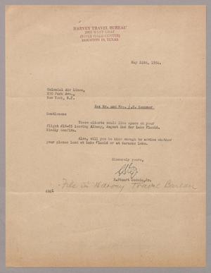 Primary view of object titled '[Letter from D. Stuart Godwin, Jr. to Colonial Air Lines, May 24th, 1954]'.