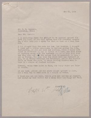 [Letter from Wilton Cohn to Ike Kempner, December 21, 1954]