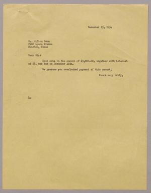 [Letter from A. H. Blackshear, Jr., to Wilton Cohn, December 15, 1954]