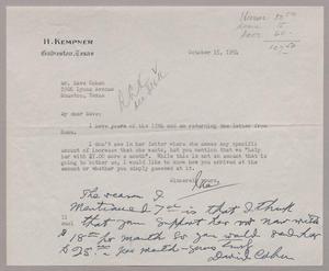 [Letter from Ike Kempner to Dave Cohen, October 15, 1954]
