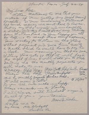 [Letter from David Cohen to Lee Kempner, July 22, 1954]