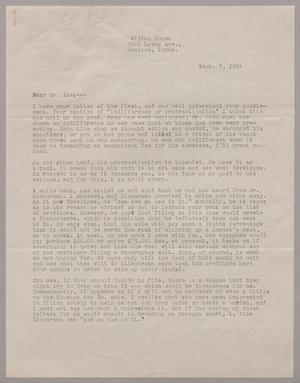 [Letter from Wilton Cohen to Ike Kempner, September 3, 1954]