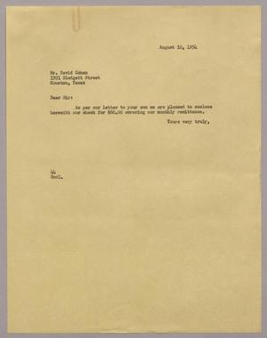 [Letter from A. H. Blackshear, Jr. to David Cohen, August 10, 1954]