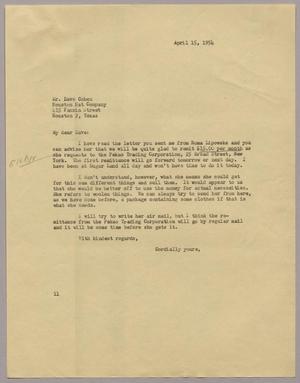 [Letter from Isaac H. Kempner to Dave Cohen, April 15, 1954]