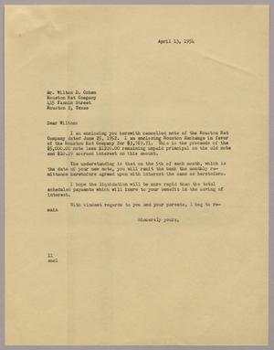 [Letter from Isaac H. Kempner to Wilton Cohen, April 13, 1954]