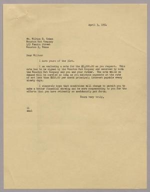 [Letter from Isaac H. Kempner to Wilton Cohen, April 3, 1954]