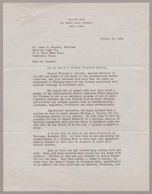 [Letter from Harry A. Bullis, Leo Cherne, Paul G. Hoffman, and General Carl Spaatz to Isaac H. Kempner, October 22, 1954]