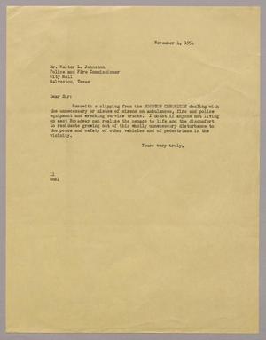 [Letter from Isaac H. Kempner to Walter L. Johnston, November 4, 1954]