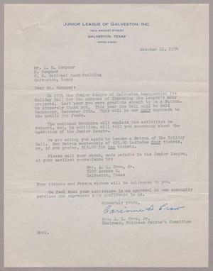 [Letter from Mrs. A. L. Crow, Jr. to Isaac H. Kempner, October 22, 1954]