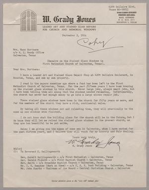 [Letter from W. Grady Jones to Mary Northern, September 2, 1954]