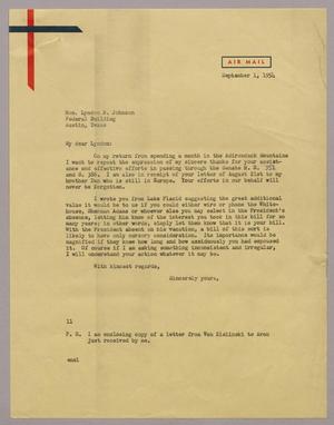 [Letter from Isaac H. Kempner to Lyndon B. Johnson, September 1, 1954]
