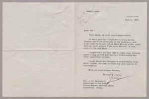 [Letter from Jesse H. Jones to Isaac H. Kempner, July 6, 1954]