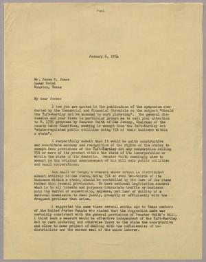 [Letter from Isaac H. Kempner to Jesse H. Jones, January 6, 1954]