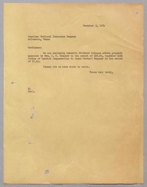 [Letter from A. H. Blackshear, Jr., to American National Insurance Company, December 3, 1954]