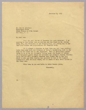 Primary view of object titled '[Letter from I. H. Kempner to Max B. Arnstein, December 2, 1954]'.