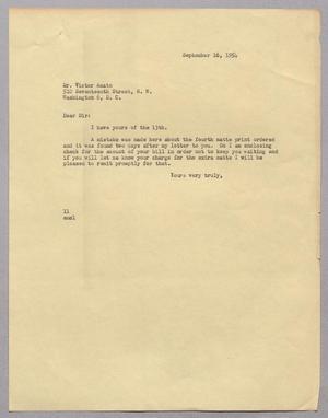 [Letter from Isaac H. Kempner to Victor Amato, September 16, 1954]