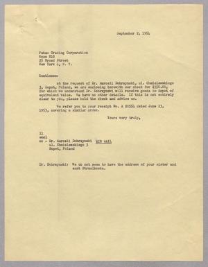 [Letter from I. H. Kempner to the Pekao Trading Corporation, September 2, 1954]