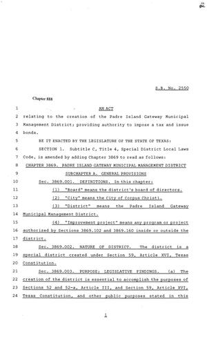 81st Texas Legislature, Senate Bill 2550, Chapter 888