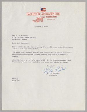 [Letter from M. O. Bickel to I. H. Kempner, January 3, 1959]