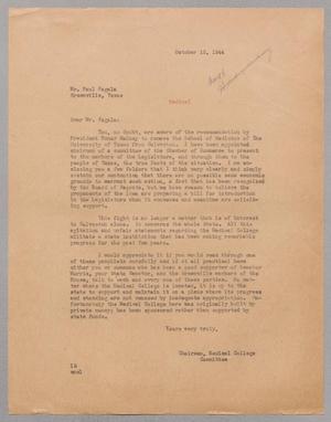 [Letter from Isaac H. Kempner to Paul Fagala, October 12, 1944]