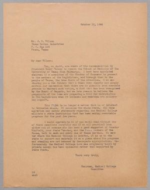 [Letter from Isaac H. Kempner to J. C. Wilson, October 12, 1944]