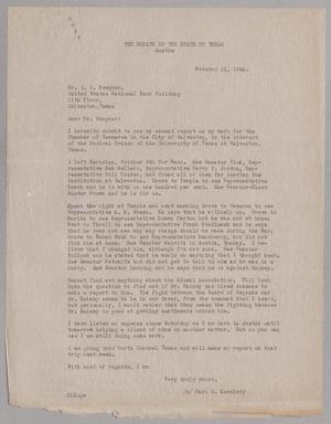 [Copy of Letter from Karl Lovelady to Isaac H. Kempner, October 11, 1944]