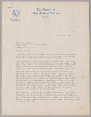 [Letter from Karl L. Lovelady to Isaac H. Kempner, October 11, 1944]