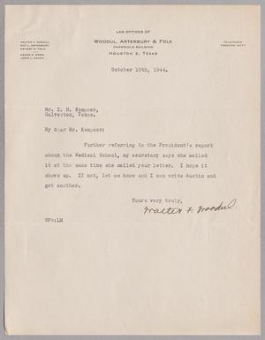 [Letter from Walter F. Woodul to Isaac H. Kempner, October 10, 1944]